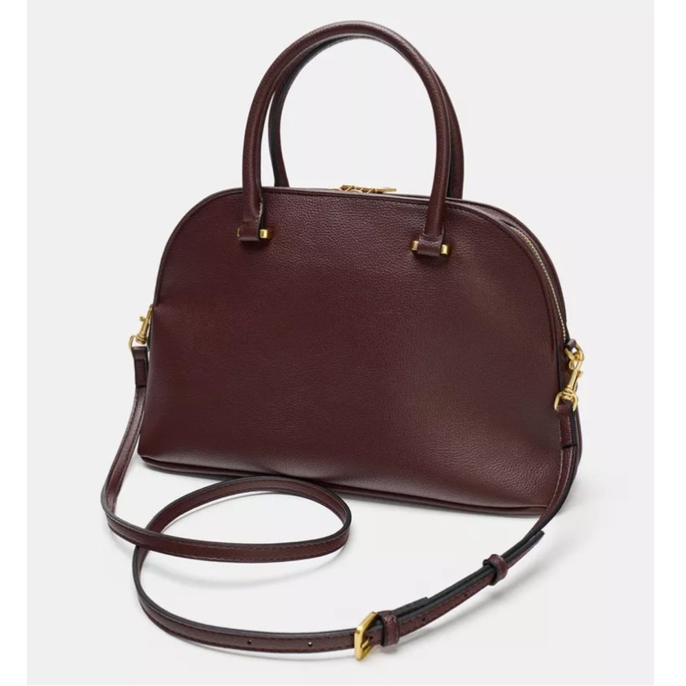 ZARA DOUBLE HANDLE CITY BAG BURGUNDY RED - Picture 3 of 7